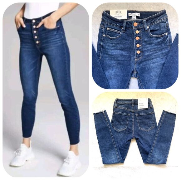 NWT And Now This Hight waist Perfect Skinny Exposed Button Jeans  24 - Picture 1 of 12